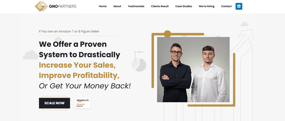 GNO Partners homepage, a boutique Amazon PPC agency