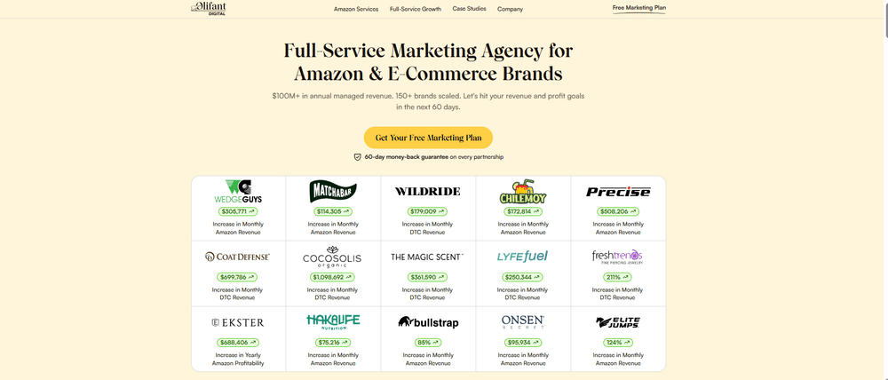 Olifant Digital homepage, the best overall Amazon PPC management agency in 2026
